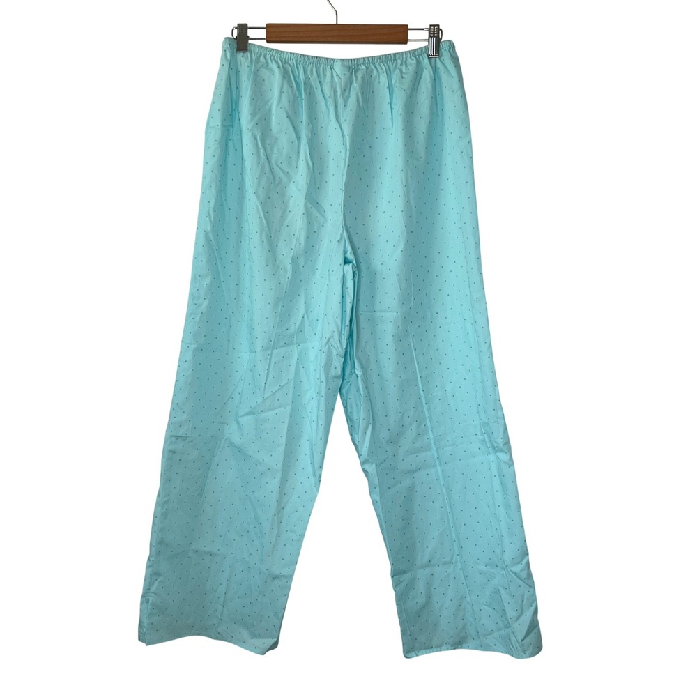 Garnet Hill Blue Polka Dot Pajama Pants Women's Size L Cotton Loungewear - Picture 2 of 6